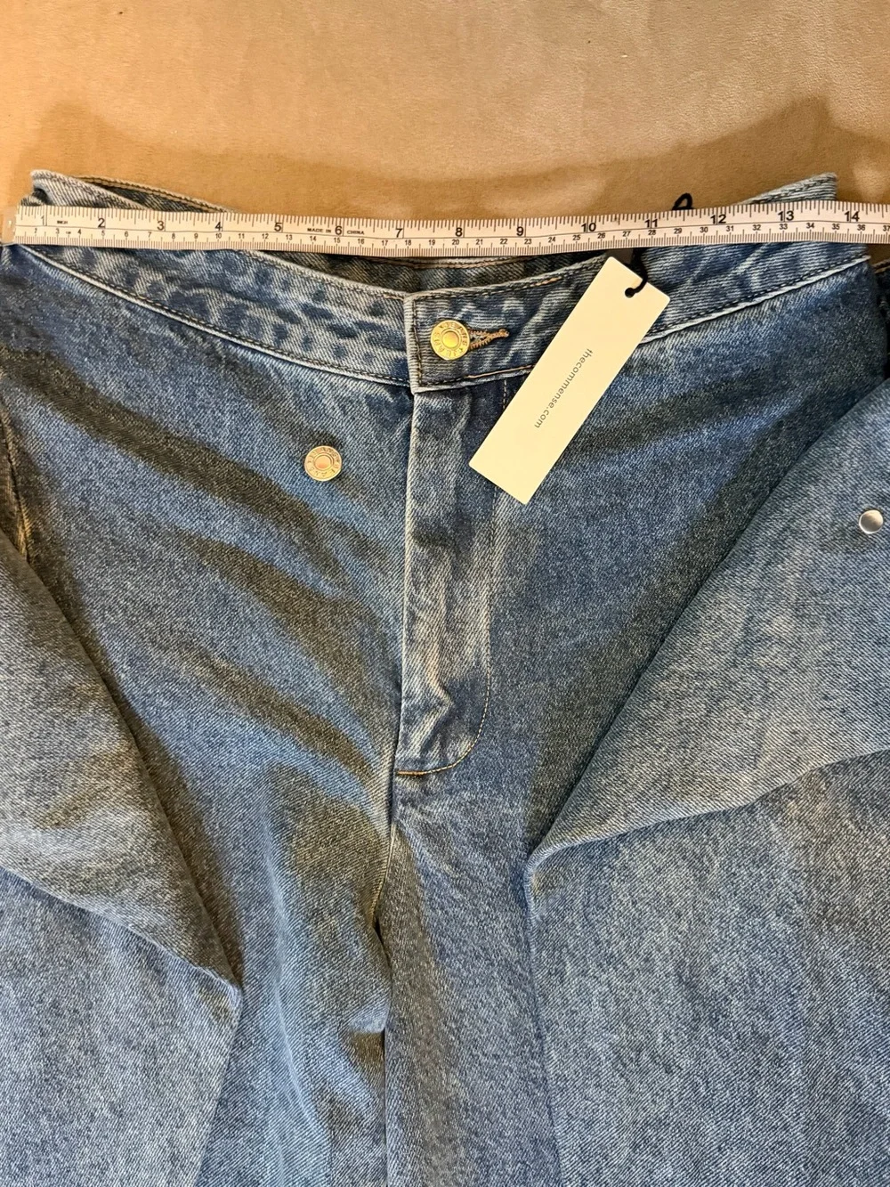 Commense Dark Blue Wide-Leg Wrap Overlay Jeans - Picture 5 of 7
